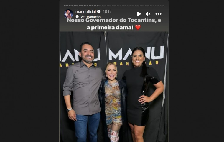 Após polêmica sobre show, Manu Bahtidão posta foto com governador, primeira-dama e políticos