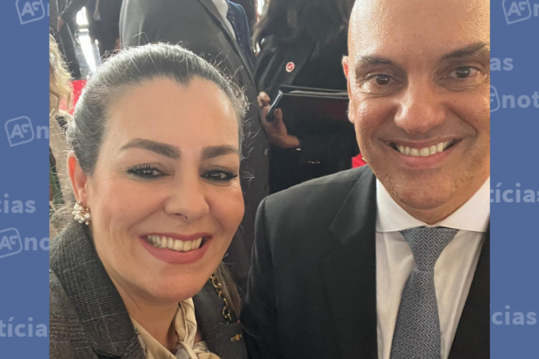 Cinthia posta foto com 'Xandão' nas redes sociais e afirma: 'defensores da democracia se olhando'