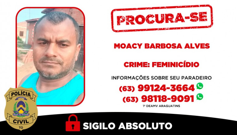 Marido que matou a esposa a facadas durante discussão é procurado pela polícia do Tocantins