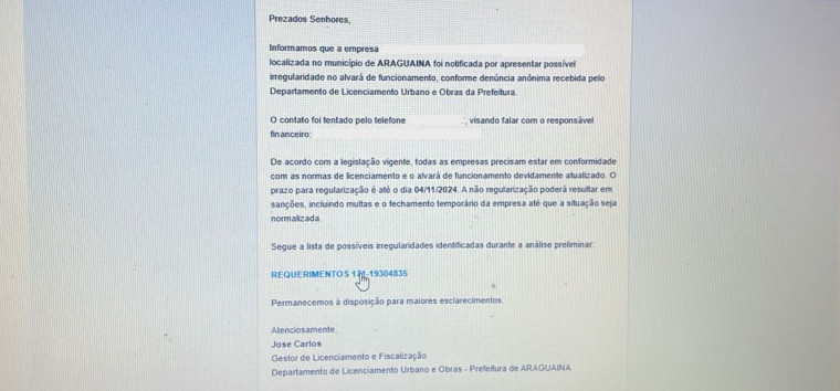 Prefeitura alerta para tentativas de golpes com falsas notificações do Demupe em Araguaína