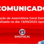 Sindifiscal convoca Assembleia Geral Extraordinária para o dia 18 de setembro de 2025